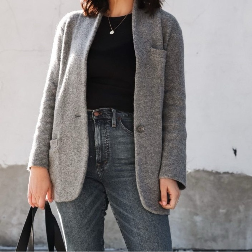 J.Crew Cocoon Sweater Blazer BA551 in Graphite Gray, Merino Wool‎ Alpaca Blend